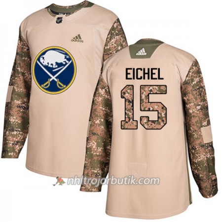 Män Ishockey Buffalo Sabres Tröja Jack Eichel 15 Adidas 2017-2018 Camo Veterans Day Practice Authentic
